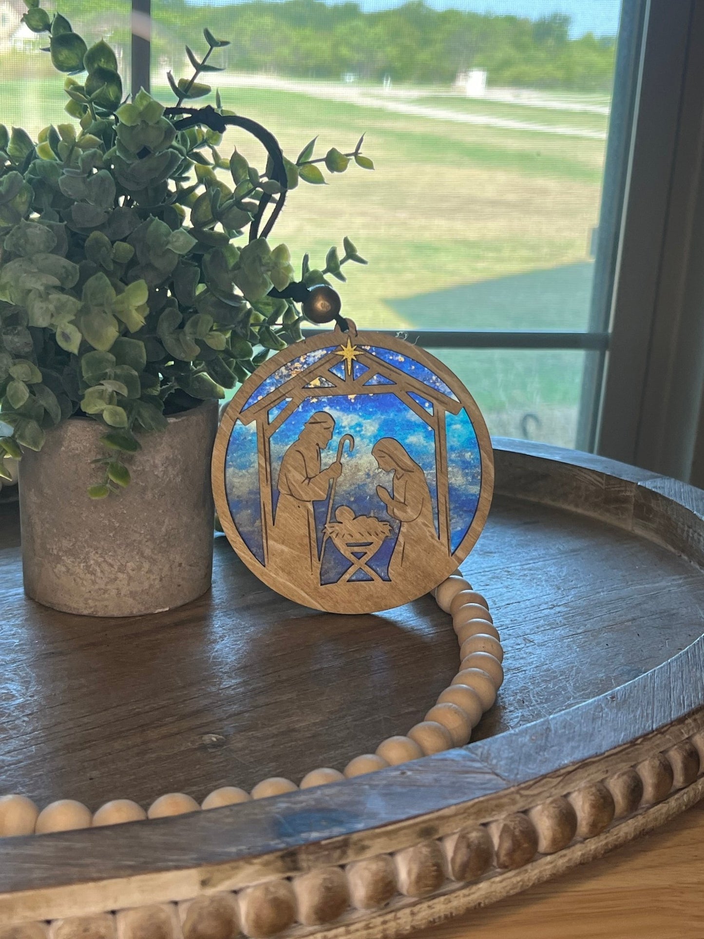 Nativity Ornament and Suncatcher SVG – 4.5" &amp; 8" Holy Family Laser Cut File (Digital Download)