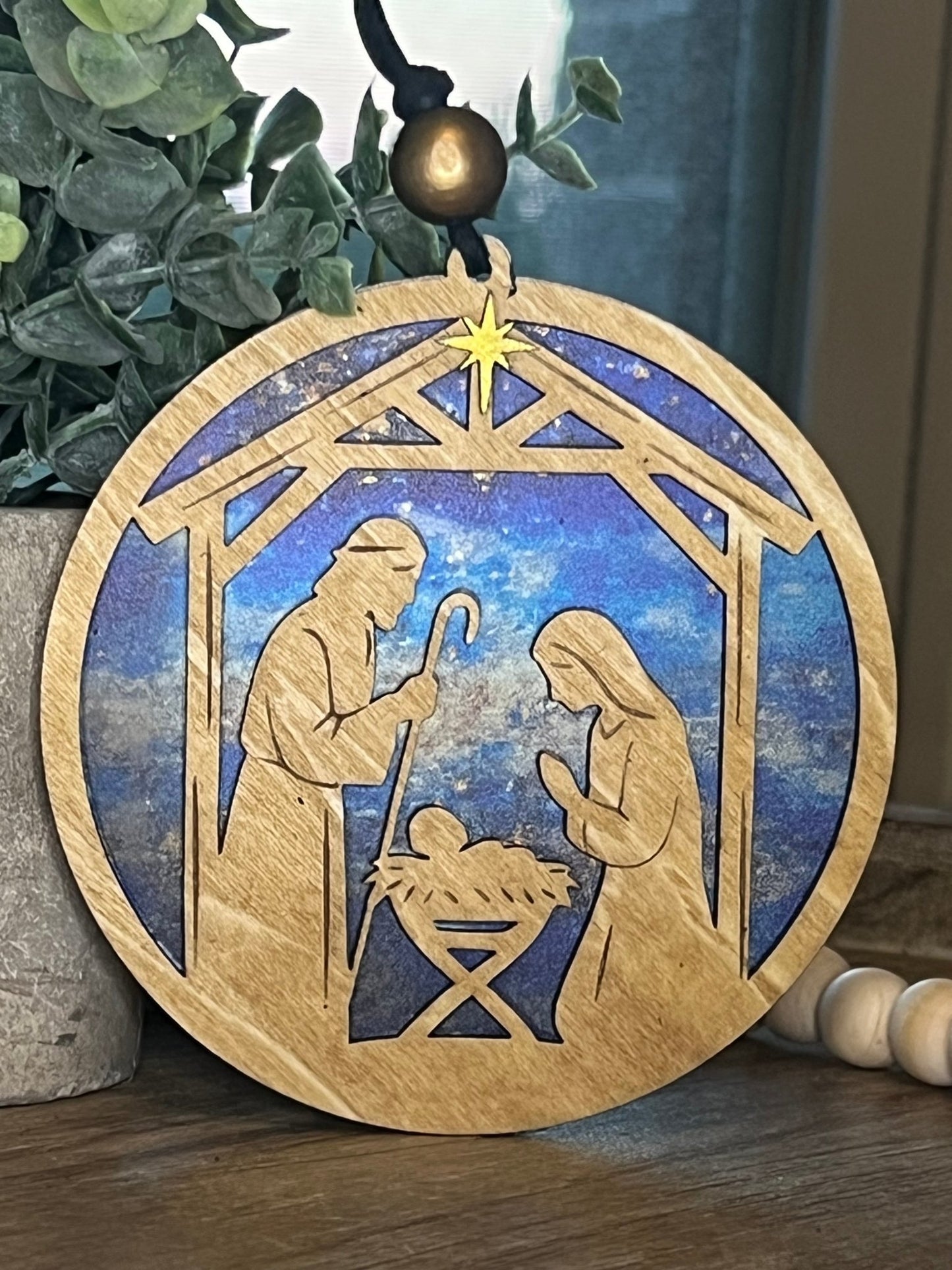 Nativity Ornament and Suncatcher SVG – 4.5" &amp; 8" Holy Family Laser Cut File (Digital Download)