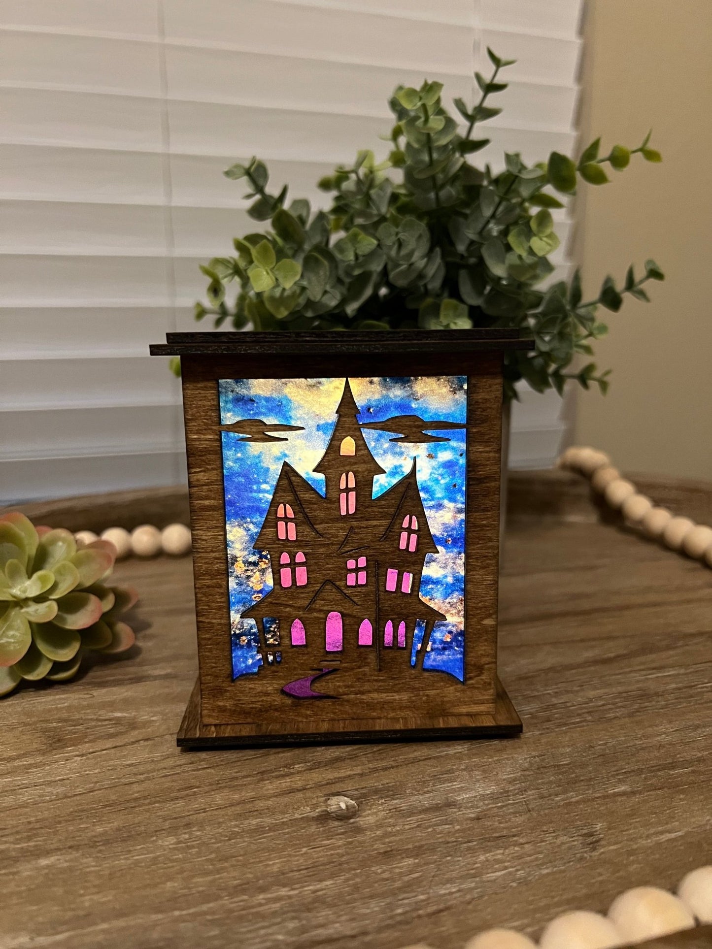 Haunted House Lantern & Ornament SVG – Layered Halloween Laser Cut File (Digital Download)