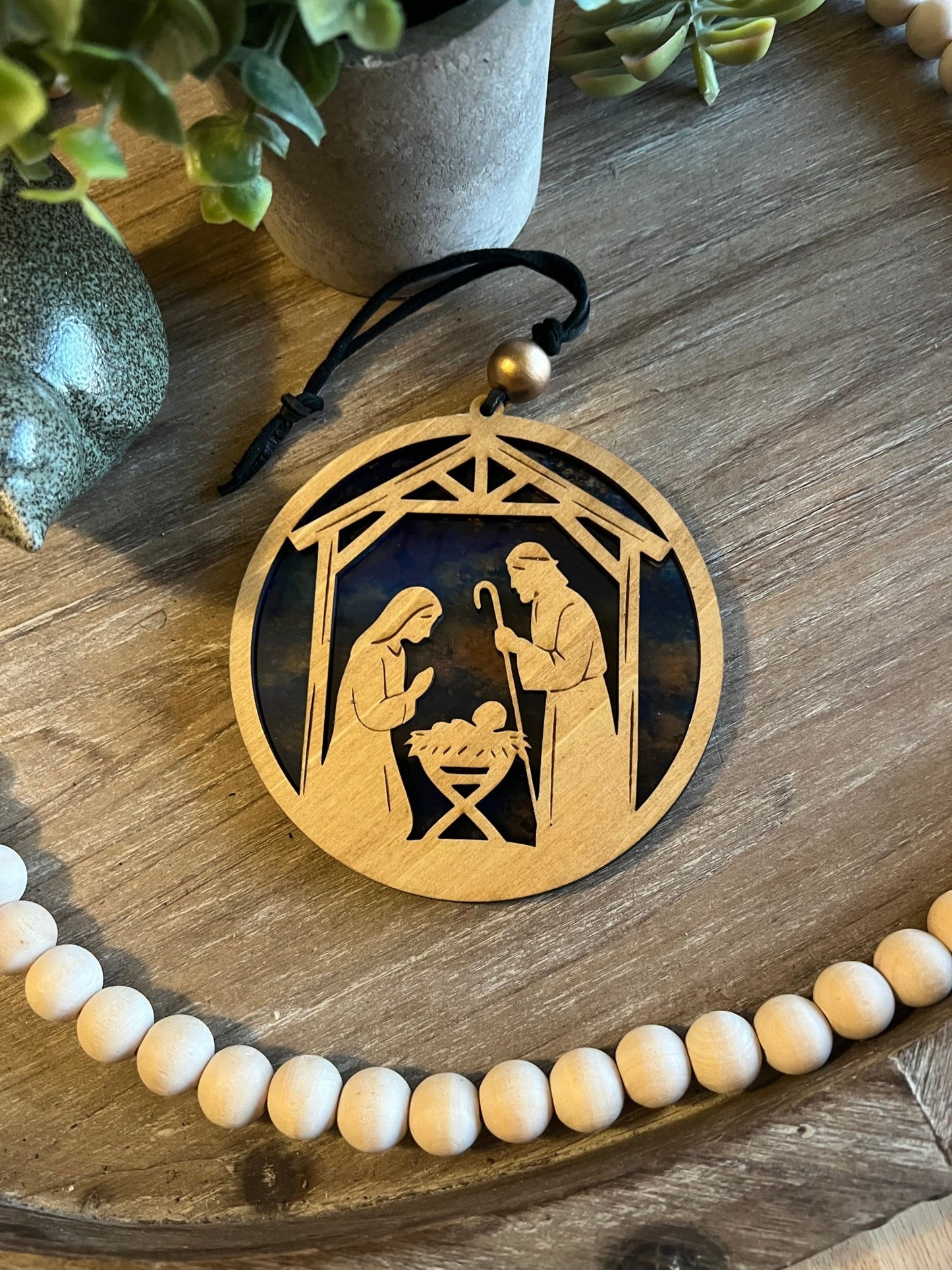 Nativity Ornament and Suncatcher SVG – 4.5" &amp; 8" Holy Family Laser Cut File (Digital Download)