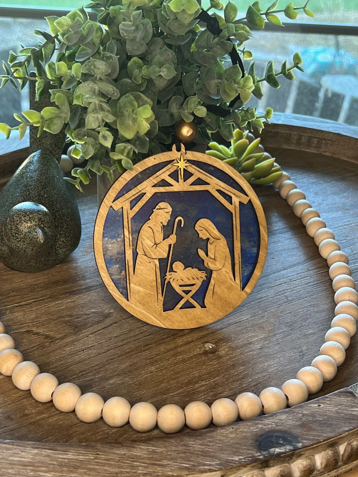 Nativity Ornament and Suncatcher SVG – 4.5" &amp; 8" Holy Family Laser Cut File (Digital Download)