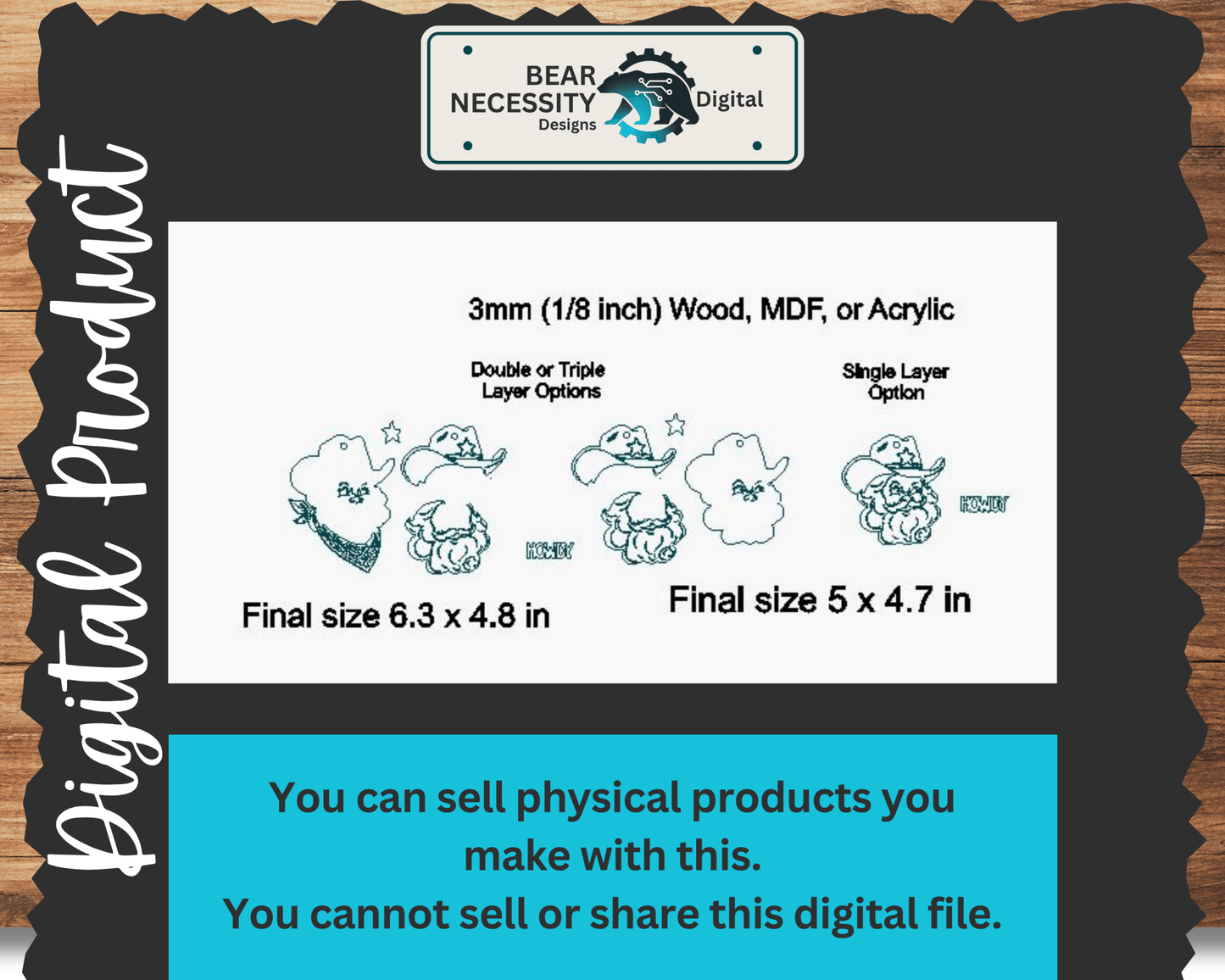 Cowboy Santa Ornament SVG – Western Christmas Laser Cut File (Digital Download)