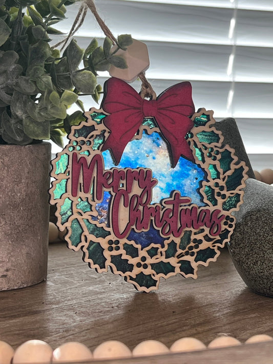 Merry Christmas Suncatcher Ornament - Rustic Holiday Charm