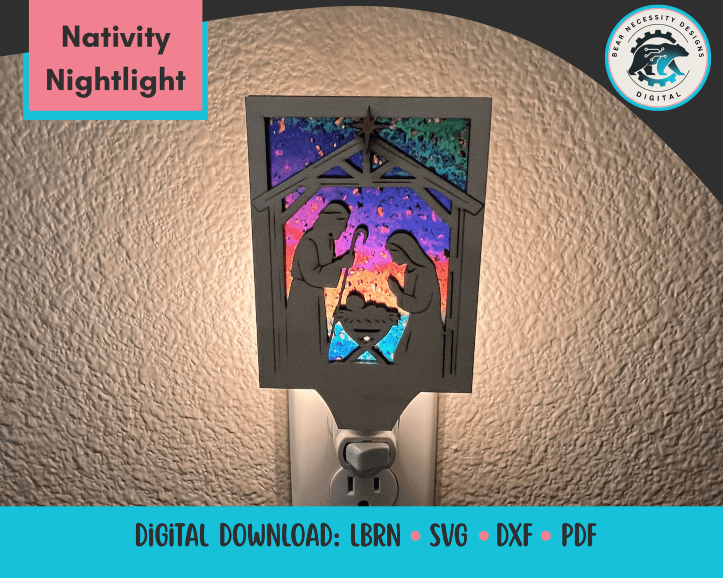 Nativity Nightlight SVG File | Holy Family Christmas Digital Cut Design