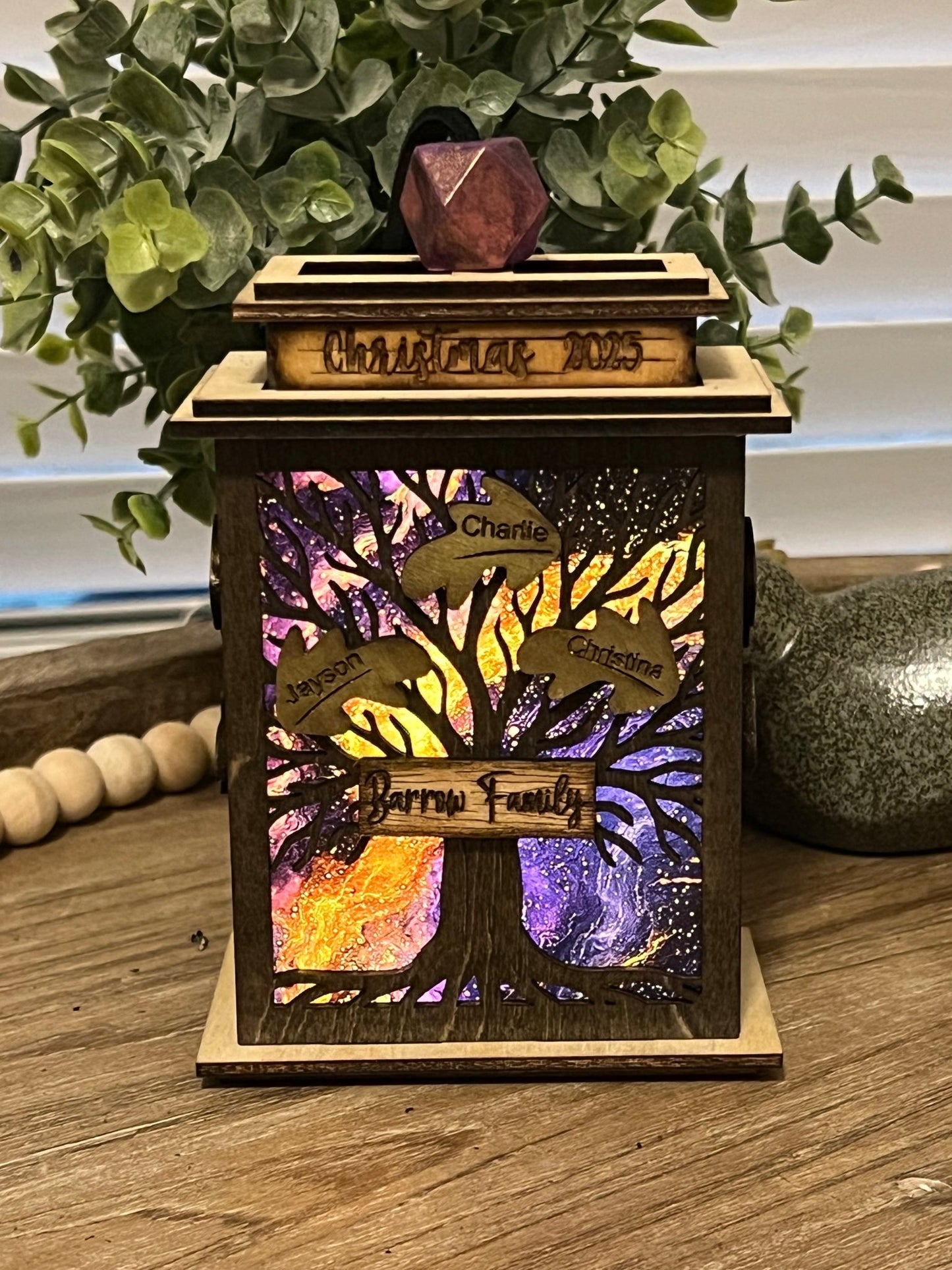 Family Tree Lantern & Ornament SVG – Personalized Christmas Laser Cut File (Digital Download)