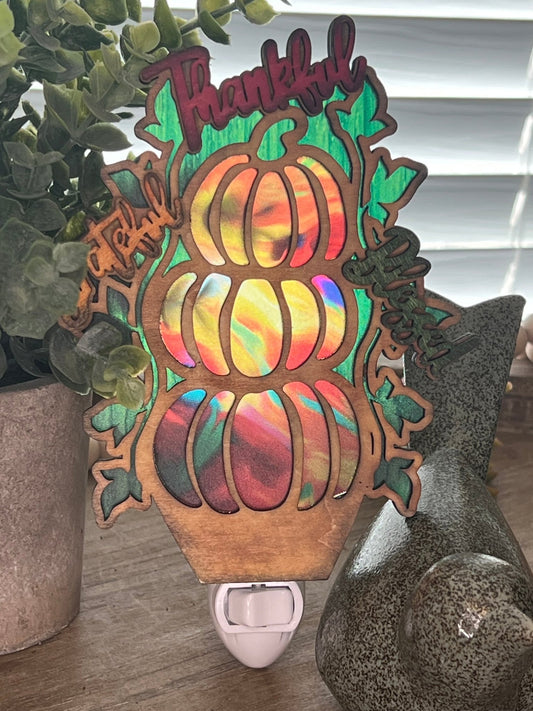 Thankful Grateful & Blessed Pumpkin Nightlight | Rustic Fall Decor