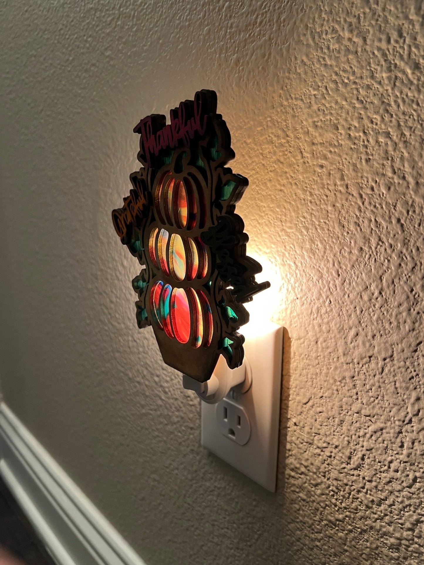 Thankful Grateful Blessed Pumpkin Nightlight SVG | Fall Laser Cut Nightlight Digital Files for Lasers