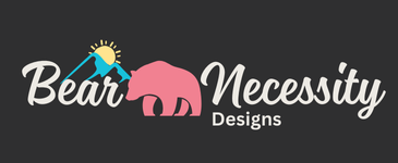 Handcrafted stained glass effect designs brand - Bear Necessity Design Logo
