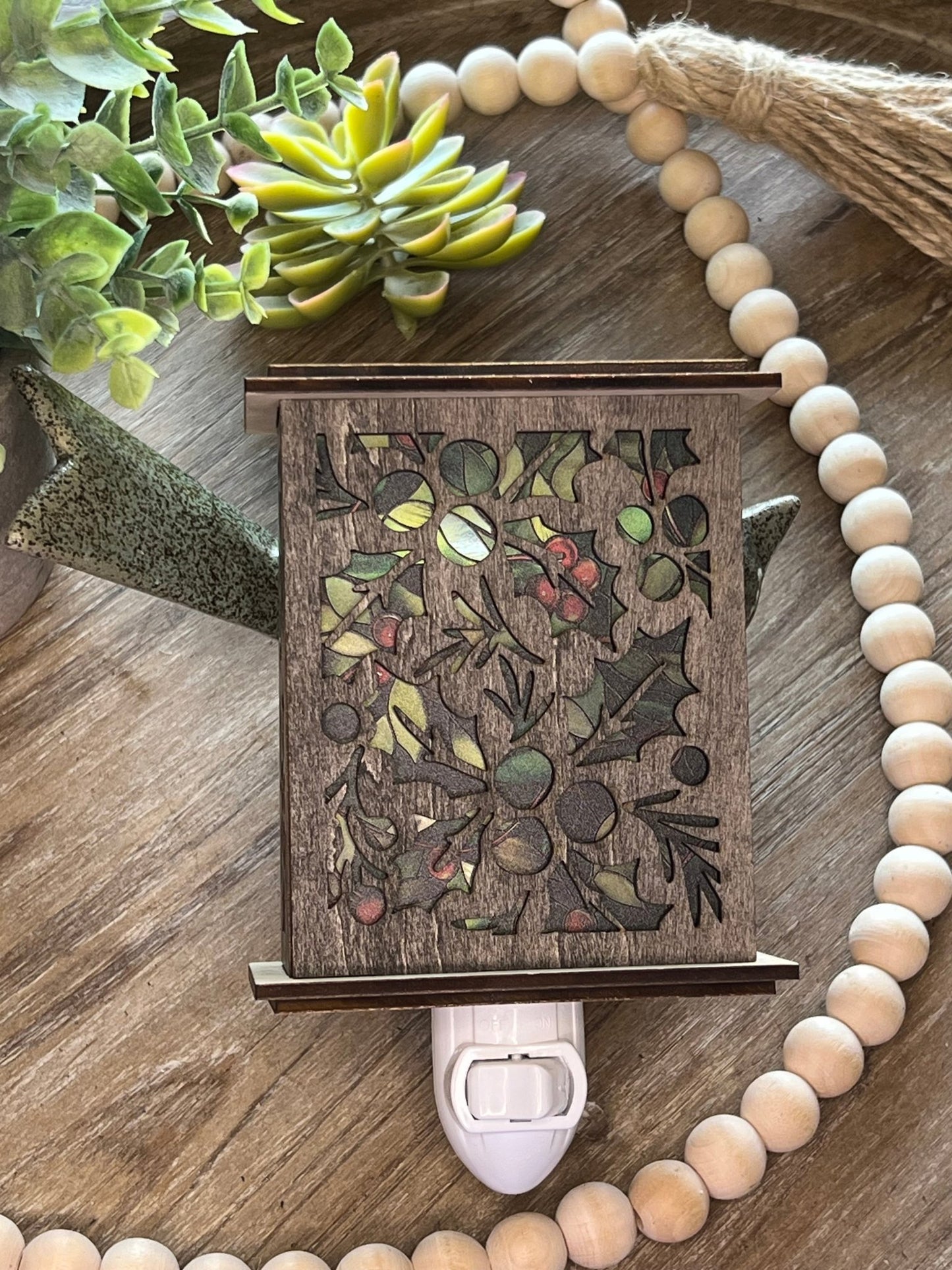 Holly Lantern Nightlight SVG Bundle | Christmas Laser Cut Files