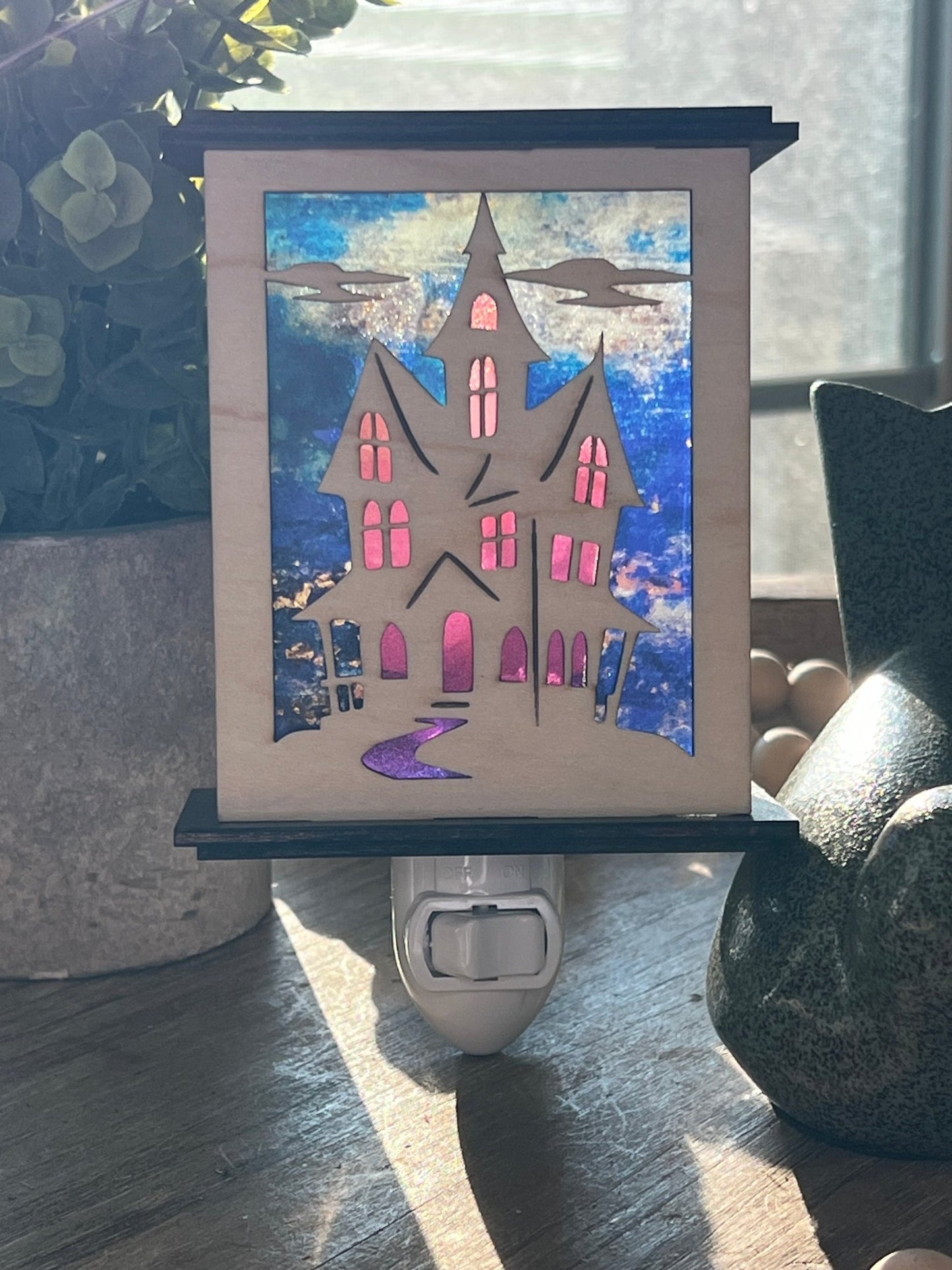 Haunted Halloween Lantern Nightlight SVG Bundle | Spooky House Laser Cut Files