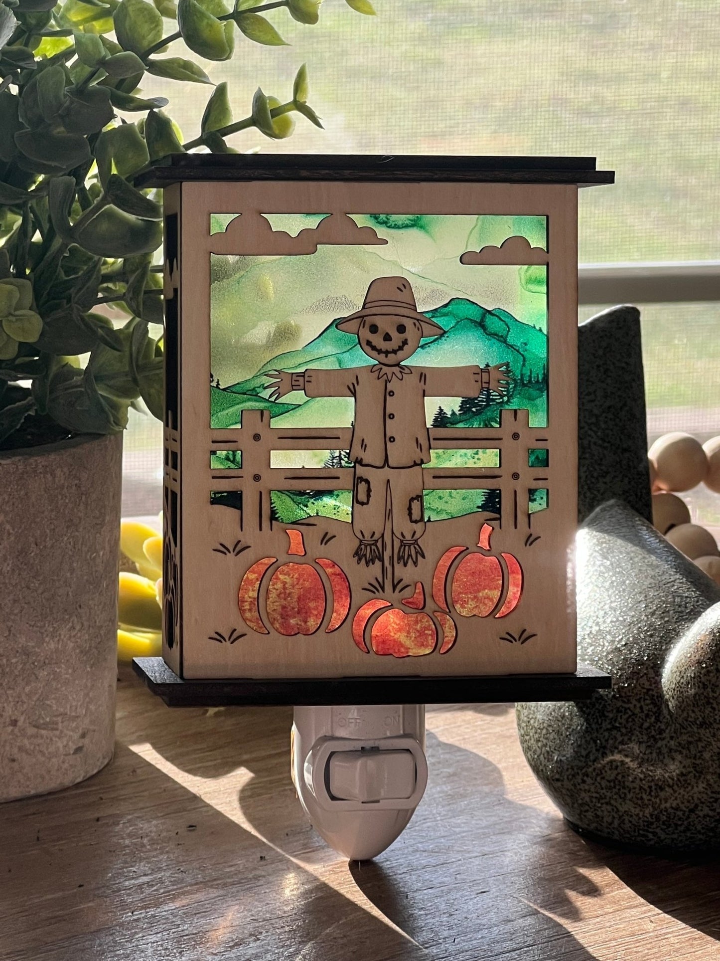 Scarecrow Pumpkin Patch Lantern Nightlight SVG Bundle | Personalized Fall Laser Cut Files
