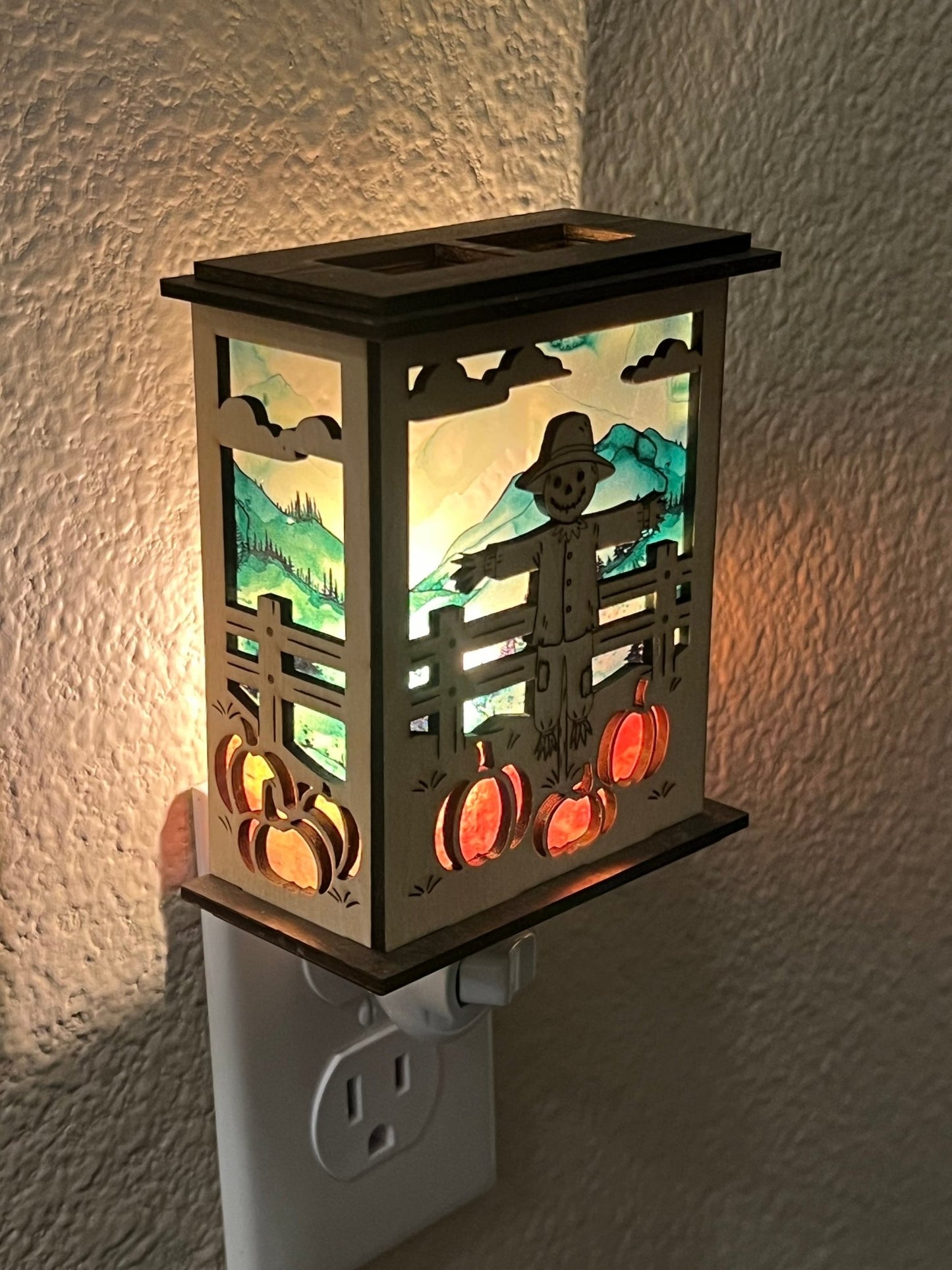 Scarecrow Pumpkin Patch Lantern Nightlight SVG Bundle | Personalized Fall Laser Cut Files